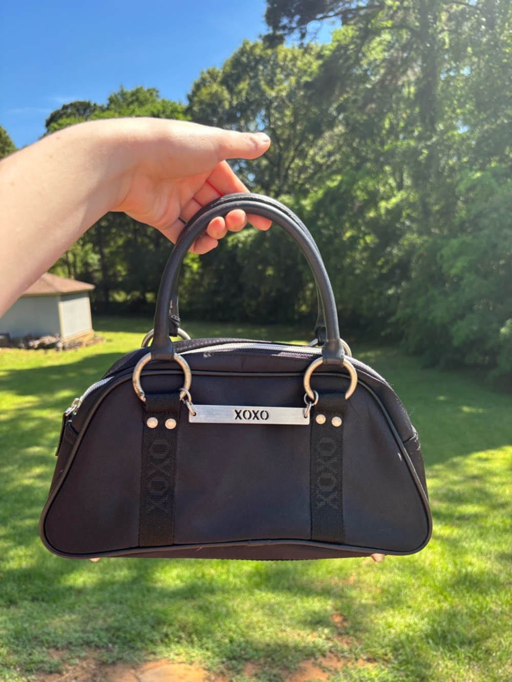 XOXO Black Baby Bag with Silver Accents